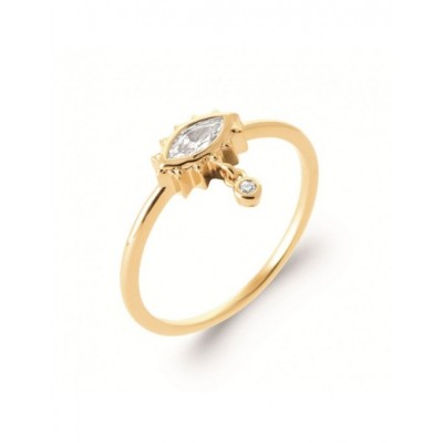 Bague Coque de Nacre Plaqué Or 750 et Oxydes de zirconium 2964410