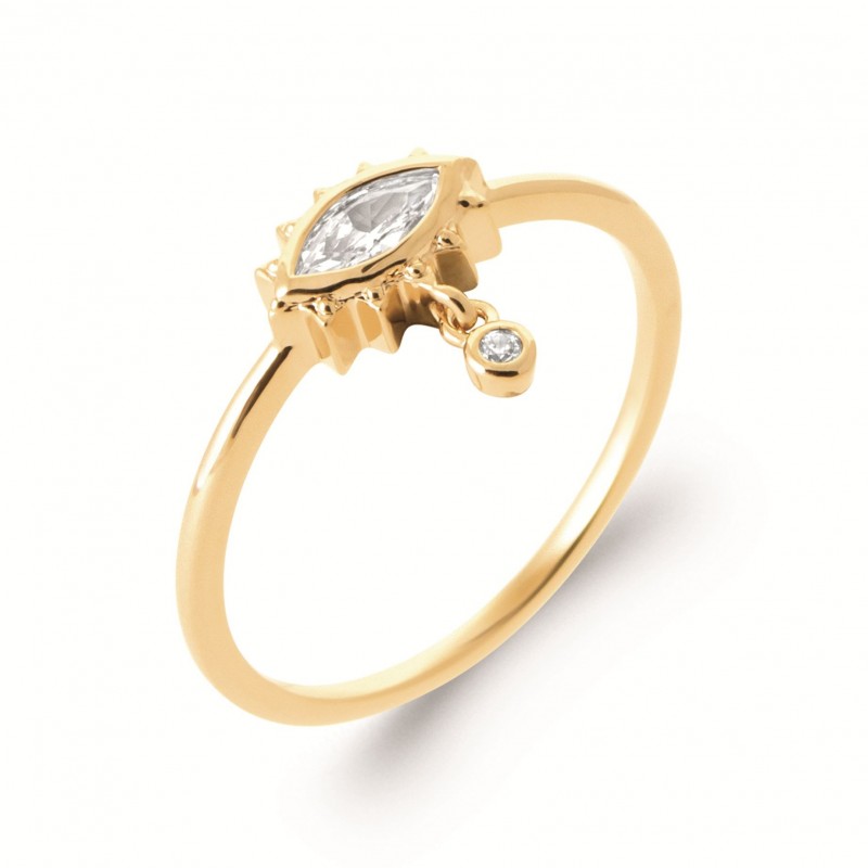 Bague Coque de Nacre Plaqué Or 750 et Oxydes de zirconium 2964410