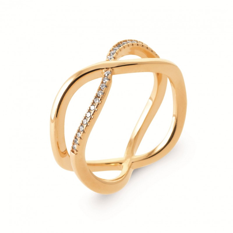 Bague Coque de Nacre Plaqué Or 750 et Oxydes de zirconium 2962210