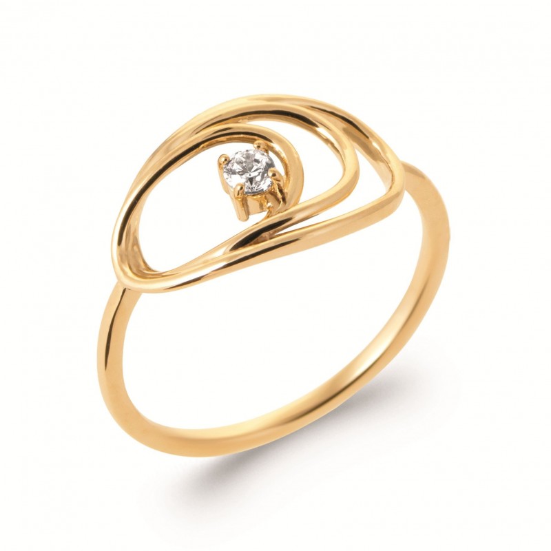 Bague Coque de Nacre Plaqué Or 750 et Oxyde de zirconium 2960210