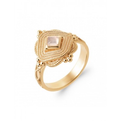 Bague Coque de Nacre Plaqué Or 750 et pierre de lune 2957210