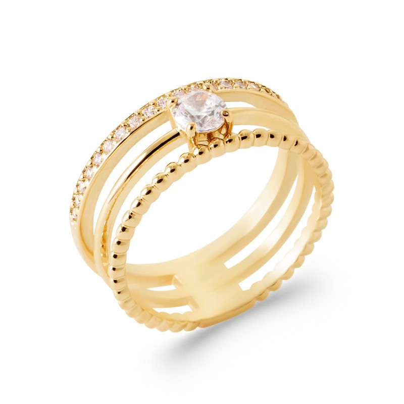 Bague Coque de Nacre Plaqué Or 750 et Oxydes de zirconium 2954910