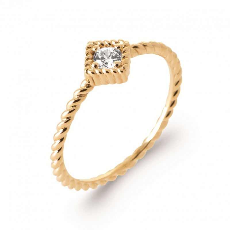 Bague Coque de Nacre Plaqué Or 750 et Oxydes de zirconium 2939610