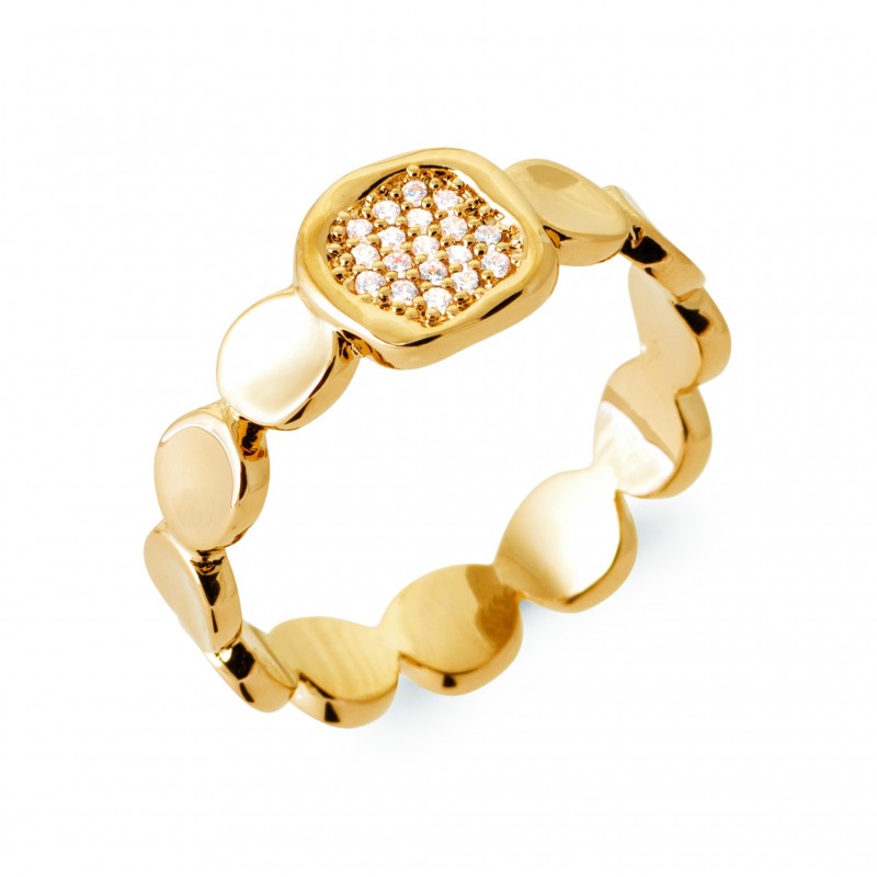 Bague Coque de Nacre Plaqué Or 750 et Oxydes de zirconium 2929510