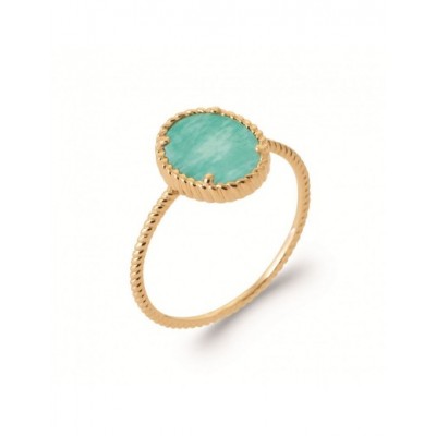 Bague Coque de Nacre Plaqué Or 750 et Amazonite 2924060