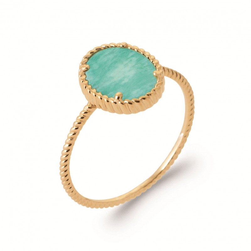 Bague Coque de Nacre Plaqué Or 750 et Amazonite 2924060