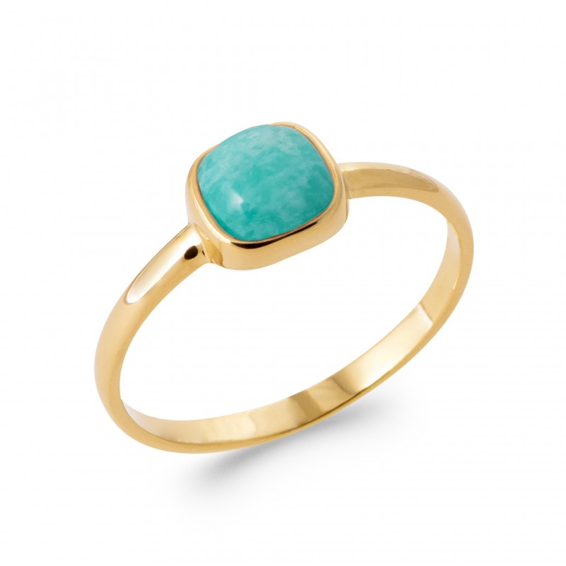 Bague Coque de Nacre Plaqué Or 750 et Amazonite 2923860