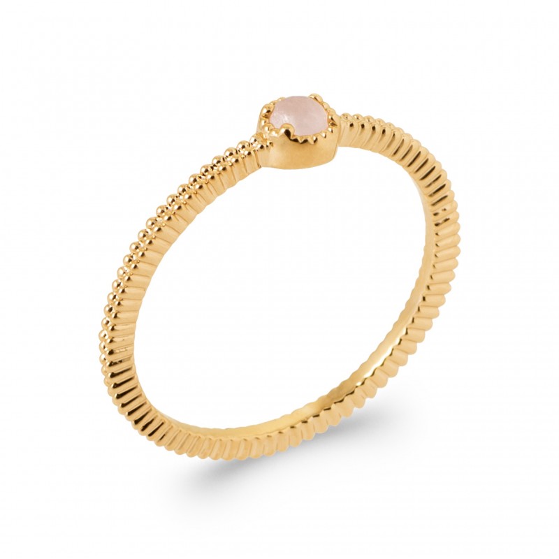 Bague Coque de Nacre Plaqué Or 750 et quartz rose 2917480