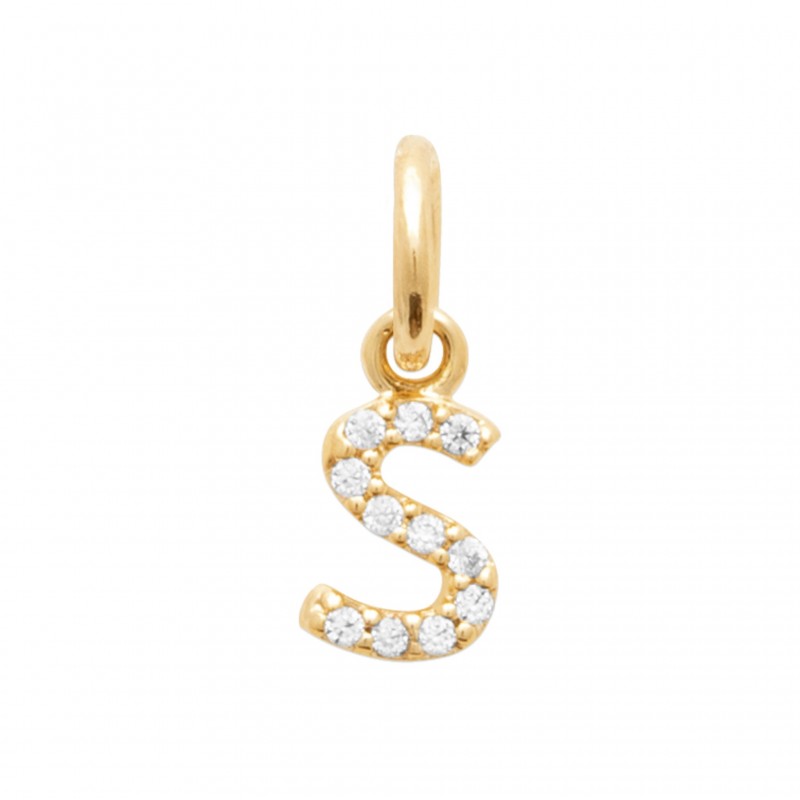 Pendentif Coque de Nacre Plaqué Or 750 et Oxydes de Zirconium "S" 2776719