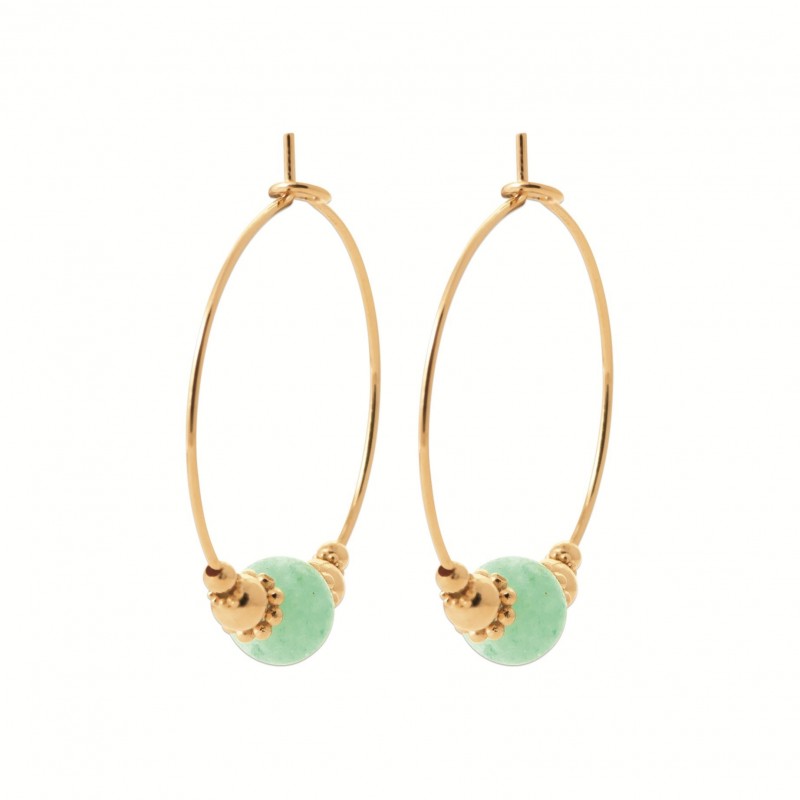 Boucles d'oreilles Coque de Nacre Plaqué Or 750 et Aventurine 2664650