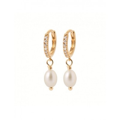 Boucles d'oreilles Coque de Nacre Plaqué Or 750 OZ et Perles de culture 26618014