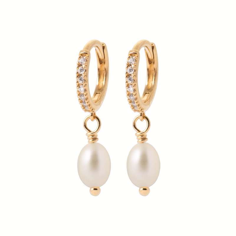 Boucles d'oreilles Coque de Nacre Plaqué Or 750 OZ et Perles de culture 26618014