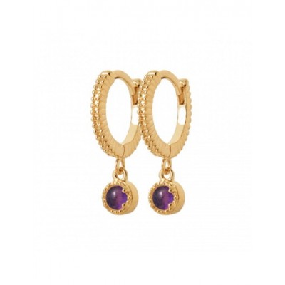 Boucles d'oreilles Coque de Nacre Plaqué Or 750 et Amethyste 2639070