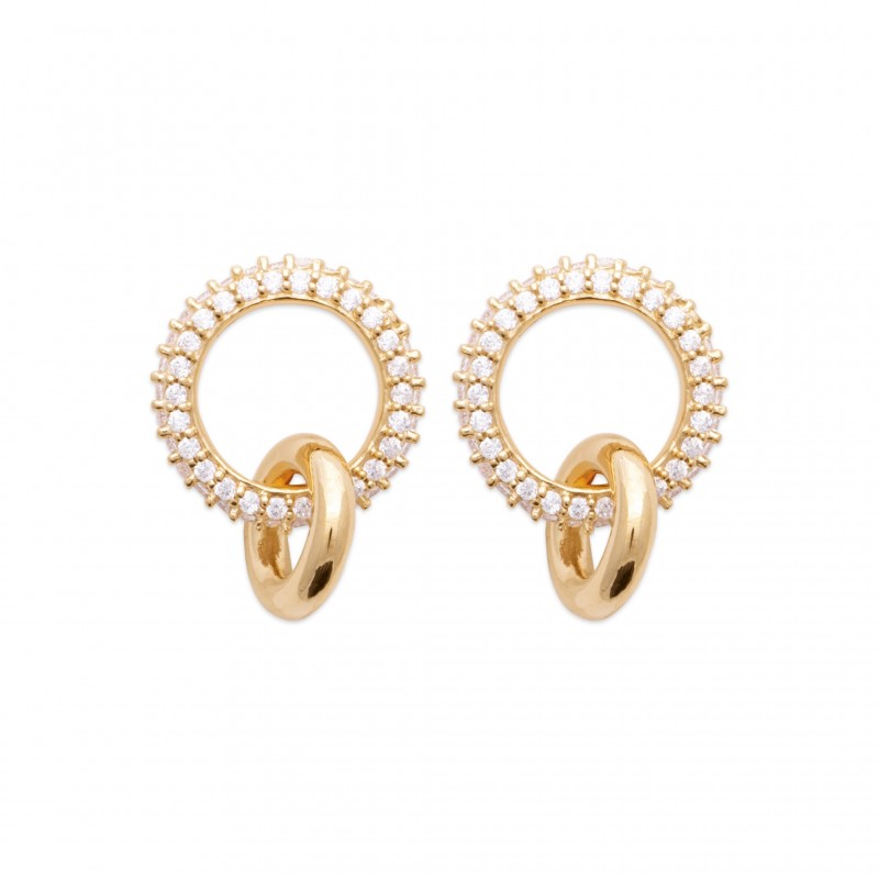 Boucles d'oreilles Coque de Nacre Plaqué Or 750 et Oxydes de zirconium 2598310