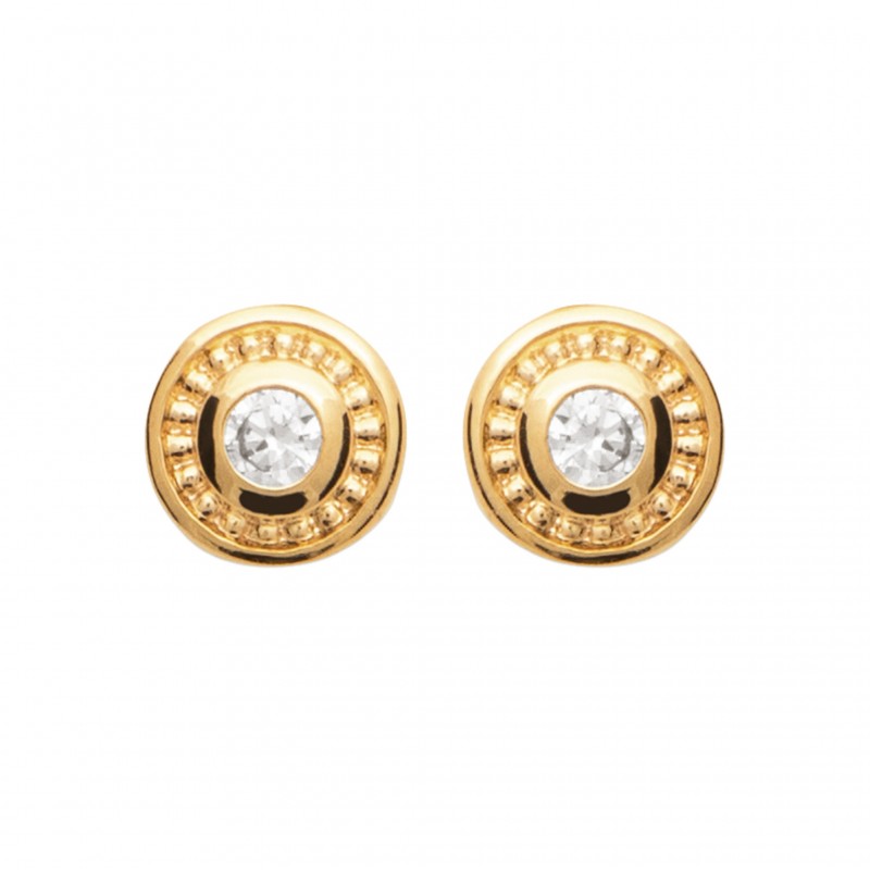 Boucles d'oreilles Coque de Nacre Plaqué Or 750 et Oxydes de zirconium 2561510