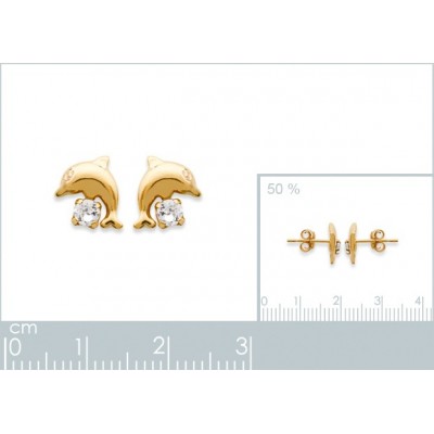 Boucles d'oreilles Coque de Nacre Plaqué Or 750 et Cristal 24231791