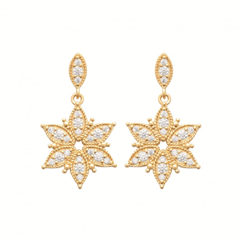 Boucles d'oreilles Coque de Nacre Plaqué Or et oxydes de zirconium 23065810