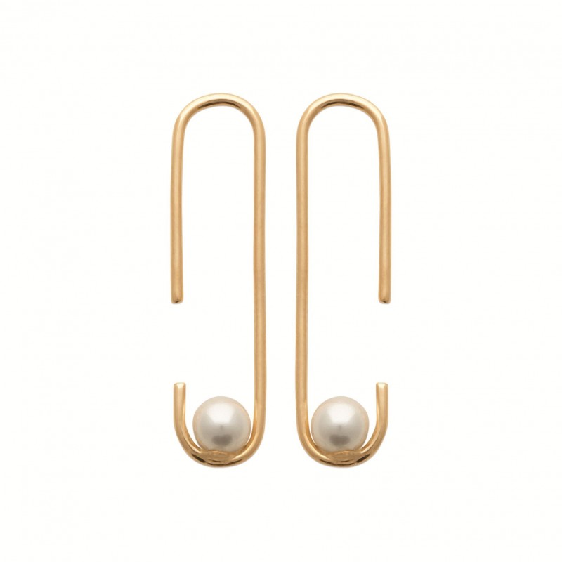 Boucles d'oreilles Coque de Nacre Plaqué Or et imitation Perles 230327014