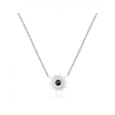 Collier PIXIES Acier et Onyx PNS0017-2BKO