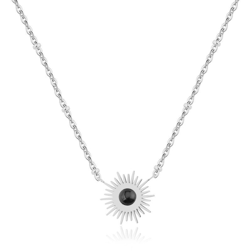 Collier PIXIES Acier et Onyx PNS0017-2BKO