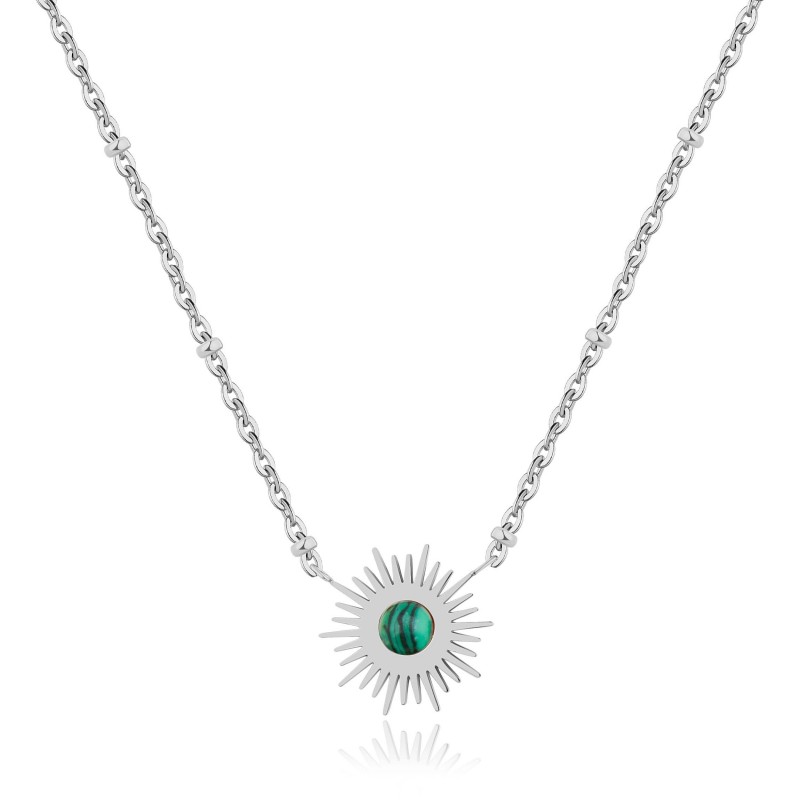 Collier PIXIES Acier et Malachite PNS0017-2MAL