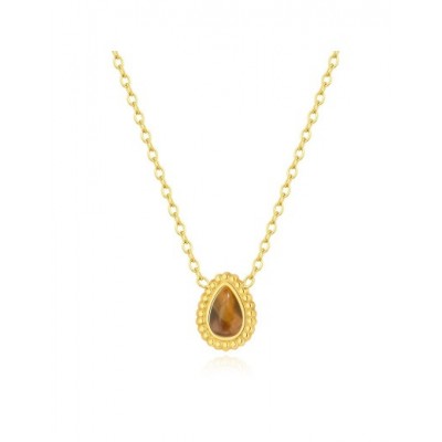 Collier PIXIES Acier et Oeil de tigre PNS0019-1TGR