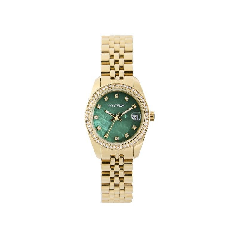 Montre Fontenay Juliette doré cadran vert FPA02003