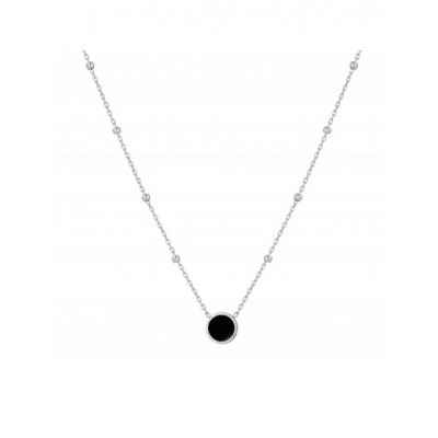 Collier PIXIES Acier et Onyx PNS0040-2BKO