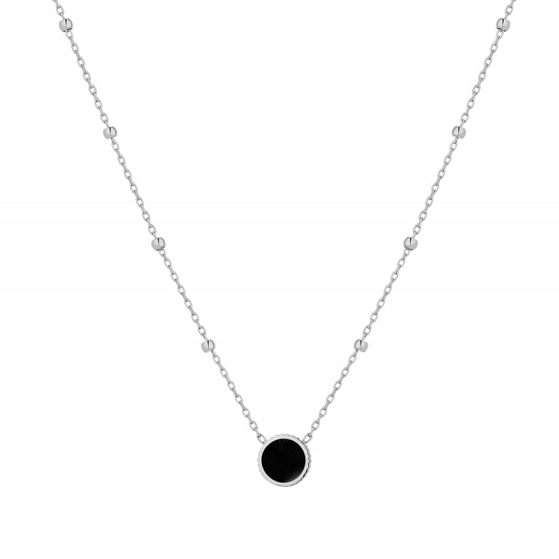 Collier PIXIES Acier et Onyx PNS0040-2BKO