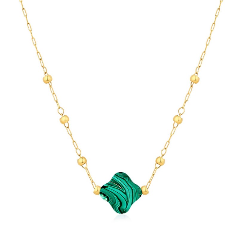 Collier PIXIES Acier et Malachite PNS0049-1MAL