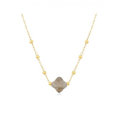 Collier PIXIES Acier et Obsidienne PNS0049-1OBS