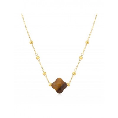 Collier PIXIES Acier et Oeil de tigre PNS0049-1TGR