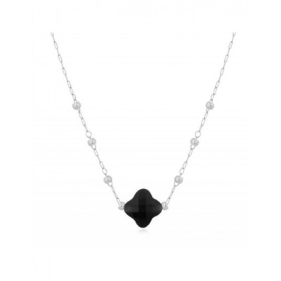 Collier PIXIES Acier et Onyx PNS0049-2BKO