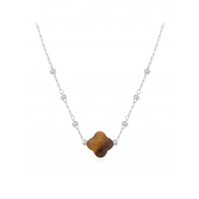 Collier PIXIES Acier et Oeil de tigre PNS0049-2TGR