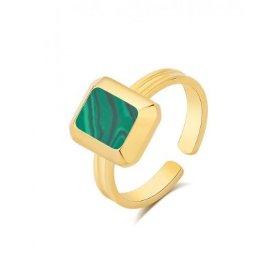 Bague PIXIES Acier et Malachite PRA0001-1MAL