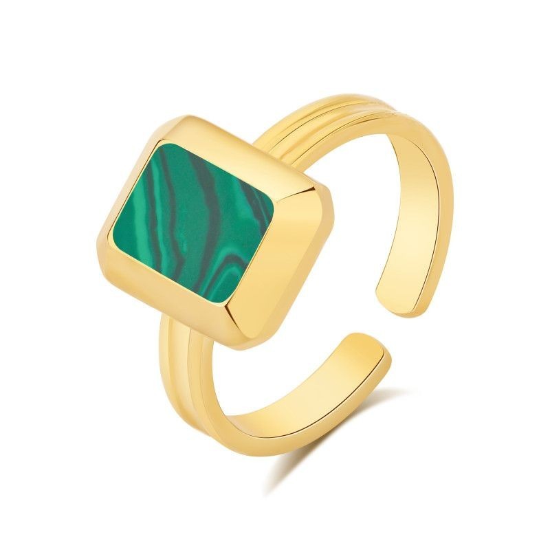 Bague PIXIES Acier et Malachite PRA0001-1MAL