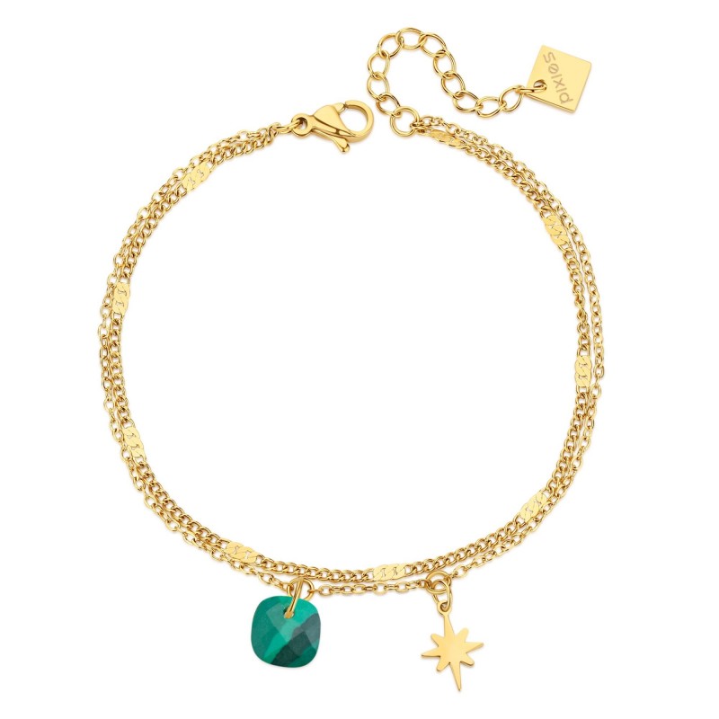 Bracelet PIXIES Acier et Malachite PBM0044-1MAL
