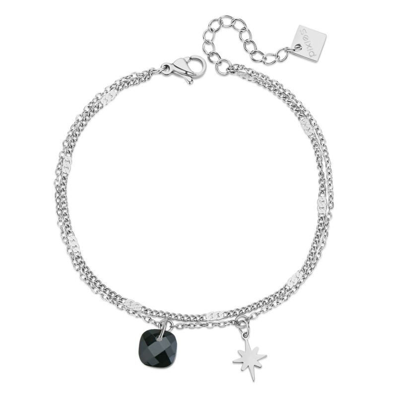 Bracelet PIXIES Acier et Onyx PBM0044-2BKO