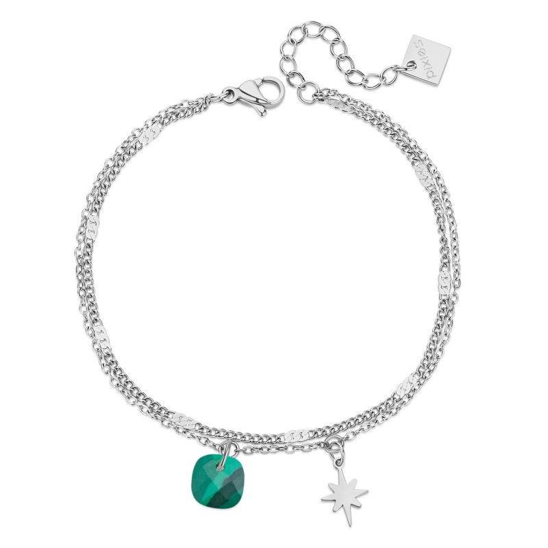 Bracelet PIXIES Acier et Malachite PBM0044-2MAL