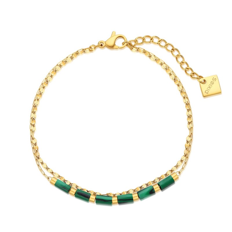 Bracelet PIXIES Acier et Malachite PBM0051-1MAL