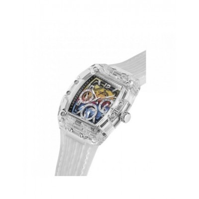 Montre Guess Phoenix blanc - Boîtier acier et Bracelet Plastique transparent GW0499G3
