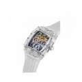 Montre Guess Phoenix blanc - Boîtier acier et Bracelet Plastique transparent GW0499G3