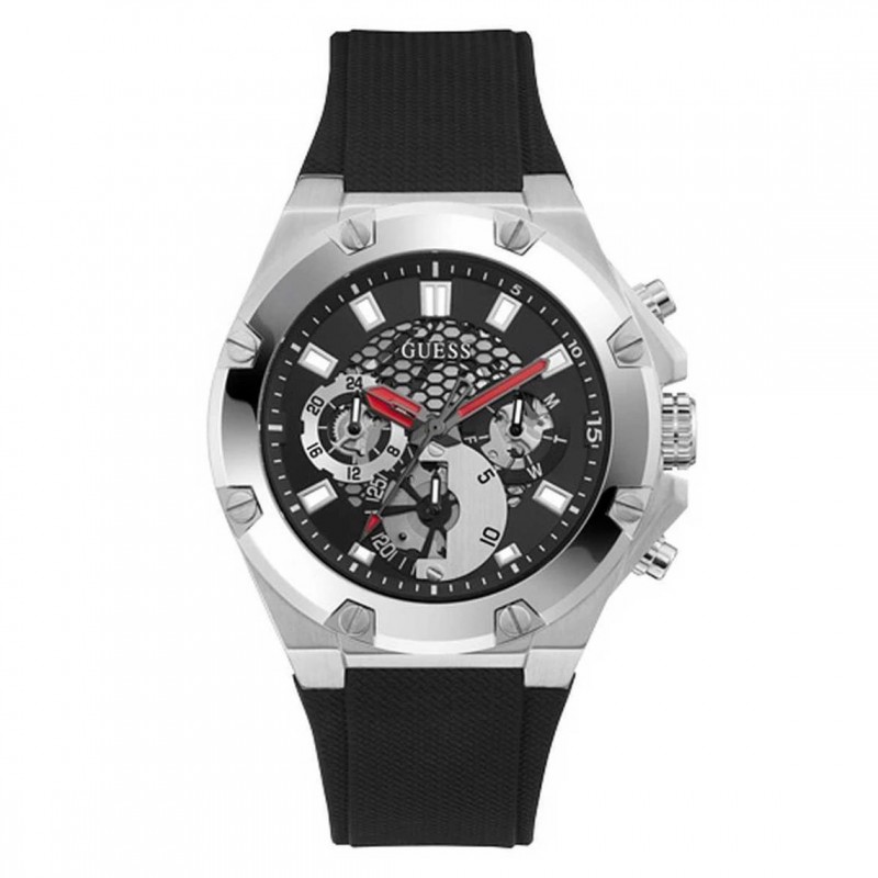 Montre Guess Third Gear - Boîtier acier et Bracelet Silicone GW0334G1