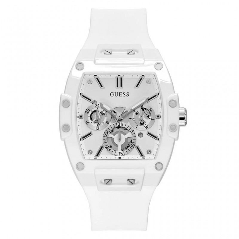Montre Guess Phoenix blanc - Boîtier acier et Bracelet silicone GW0203G2