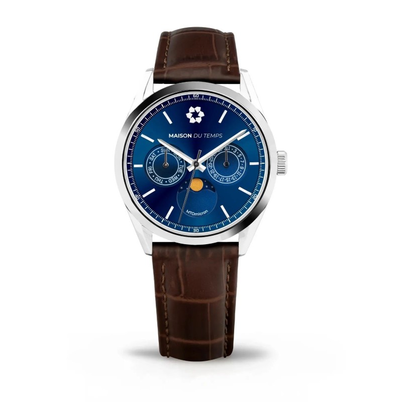 Montre MAISON DU TEMPS Homme MTOmicron Bleu Cuir Marron 710-CUM