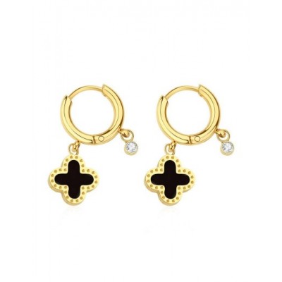 Boucles d'oreilles PIXIES Acier, Onyx et Oxyde de zirconium PEH0011-1BKO