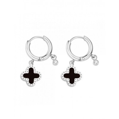 Boucles d'oreilles PIXIES Acier et Oxydes de zirconium PEH0011-2BKO