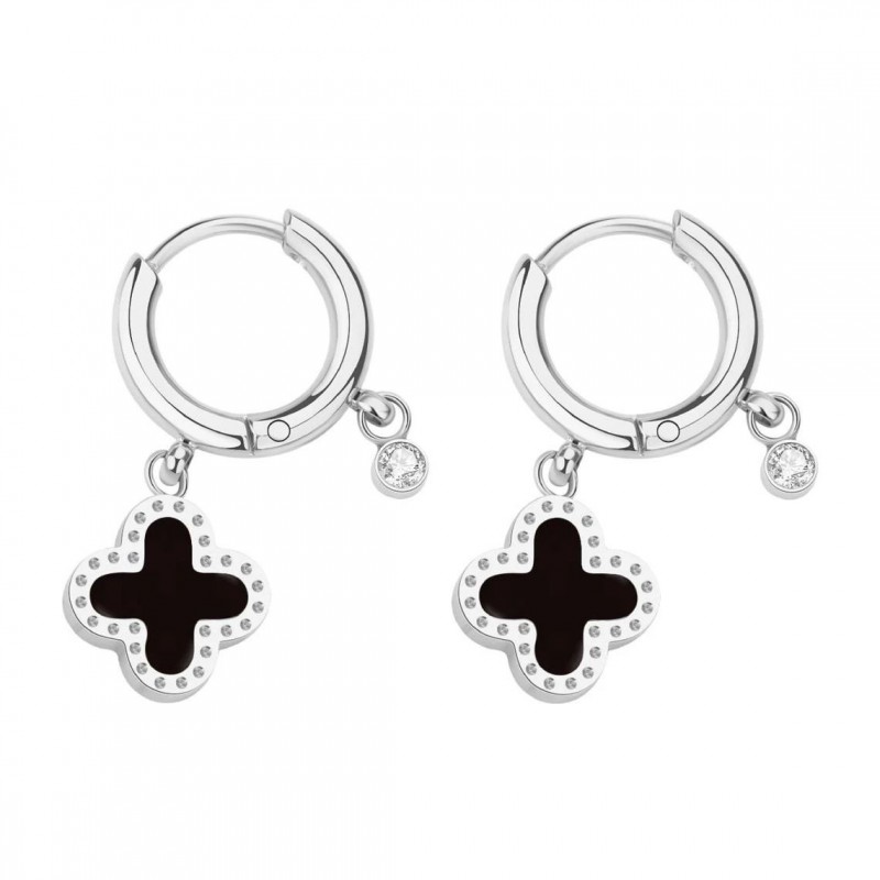 Boucles d'oreilles PIXIES Acier et Oxydes de zirconium PEH0011-2BKO