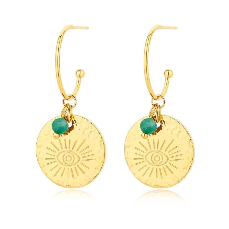 Boucles d'oreilles PIXIES Acier et Aventurine PEH0020-1GAV