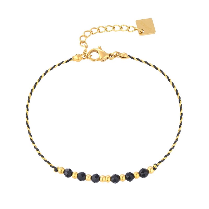 Bracelet PIXIES Acier et Cordon PBS0100-1BLK